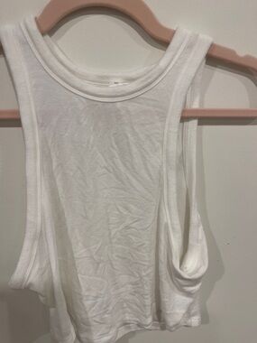 lululemon athletica White Ribbed Tank Top - Scoop Neck Racerback